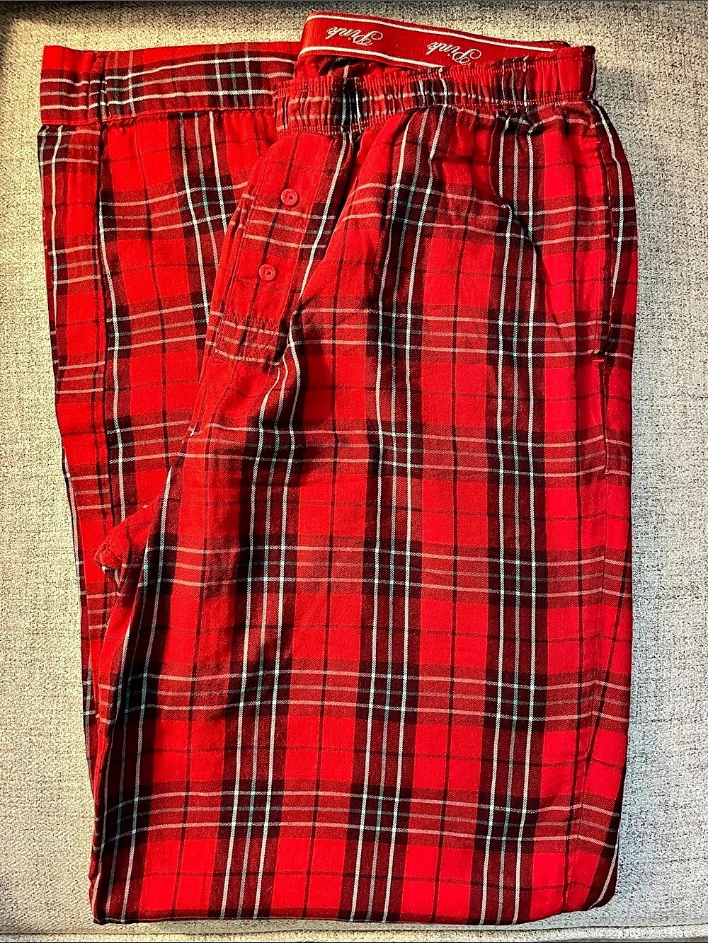 PINK Plaid Pajama Pants in Red Size Small Like New